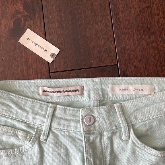 Anthropologie Pilcro High-Rise Cropped Jeans Mint Green Size 27 - Picture 4 of 8